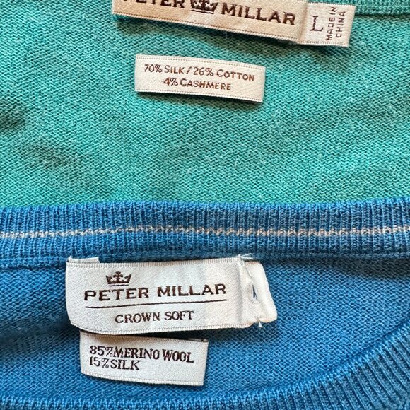 Men's Peter Millar Soft Blue Green Sweaters - Picture 4 of 7